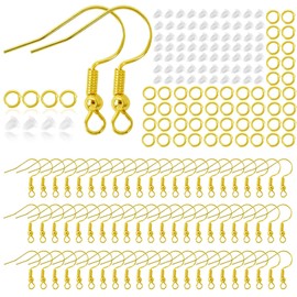 Phinus 720PCS Earring Kit, Earring Hooks with Jump Rings and Clear Silicone Backs, DIY Jewelry Making Supplies (Gold)
