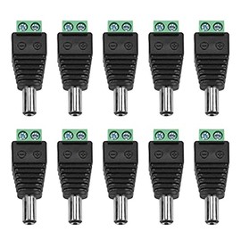 YWBL-WH Conectores DC Macho 5.5x2.1mm, 10 Unidades Adaptadores de Terminal para Cámaras CCTV, Accesorios de Repuesto para Vigilancia por Video