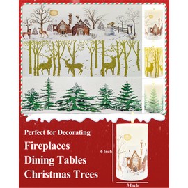 Gmnee Flameless Pillar Candles for Christmas Decorations, 3x6 Battery Operated Candles with Remote Timer, Flickering, Wax, Set of 3 Fake LED Candles