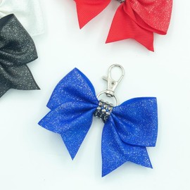 Hipcheer Glitter Cheer Bow Keychain for Cheerleading Teen Girls High School College Sports (Black)