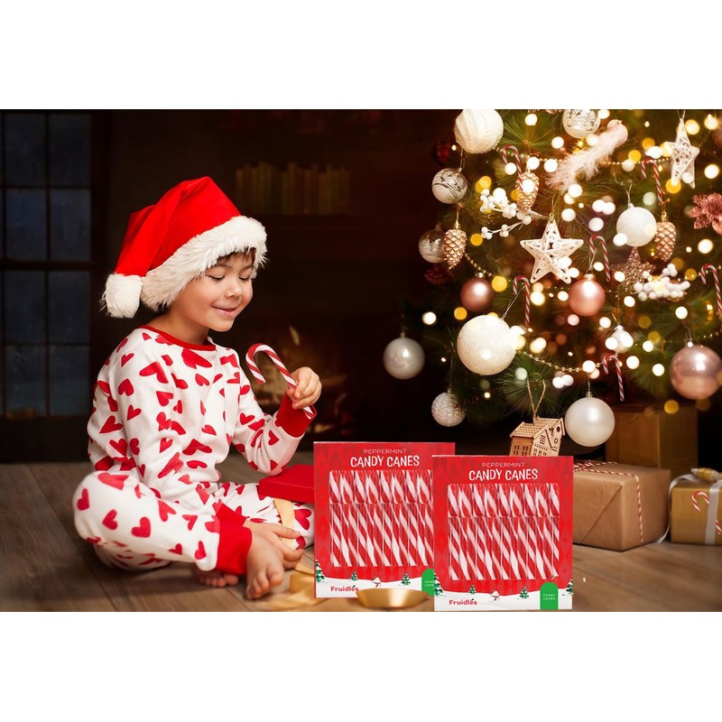 Fruidles Christmas Candy Canes Suckers, Peppermint Flavor, Individually Wrapped (96-Pack)