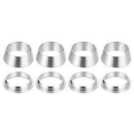 PATIKIL 3/8" Tube OD 316 Stainless Steel Compression Tube Fitting Sleeve, 4 Pack Double Ferrule Ring Tubing Fitting Assortment Kit, Silver