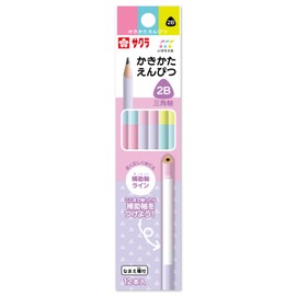 Sakura Crepas GE2B3-A Kikata Pencil, Elementary School Stationery, 2B, Triangle, A, 12 Pieces