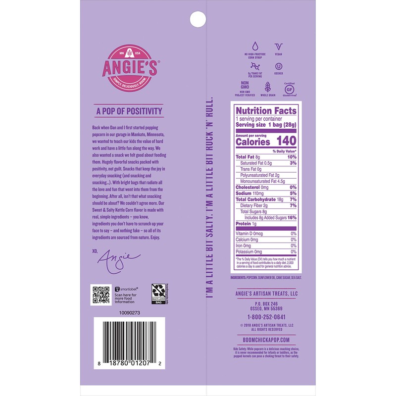 Angie's BOOMCHICKAPOP Sweet & Salty Kettle Corn Popcorn, 1 oz