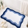 Bathroom Rugs Soft Non Slip Blue Gradient Irregular Shape Scalloped
