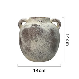 CLYMON Handcrafted Ceramic Vase, 5.8 Inch Terracotta Vase with Handles, Rustic Decorative for Farmhouse, Living Room, Table, or Shelf - Elegant Gray