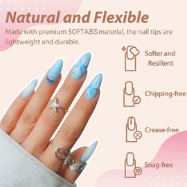 Gaivek 600 Pcs False Nail Tips, Medium Almond Gel Nail Extensions, Full Cover Press-On Nails Kit, Water Drop Shape Artificial Fingernails for DIY Manicure and Salon Use, 12 Sizes