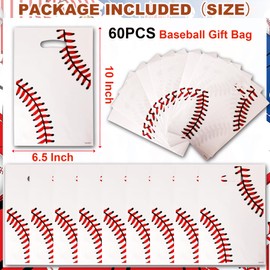 HEPAPATE Baseball Treat Candy Bags, Baseball Goodie Bags, Baseball Party Favors Bags, Baseball Theme Gift Bags for Kids Birthday Party Decorations, 60Pcs