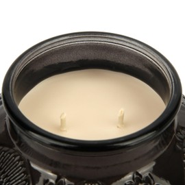 Black Sand & Cashmere Embossed Jar Candle (18 oz) Jasmine, Coconut, Rose, Bergamot, Floral - Dual Wick Embossed Glass Jar Candle - Floral Scented Candle Gift for Women