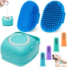 ROBATUN Dog Bath Brush Pet Massage Shampoo Brush Dog Scrubber for Dog Washing Brush Scrubber Pet Bath Massage Brush with Soft Silicone Bristles for Dog Cat Grooming Cleaning(Blue Blue Blue)