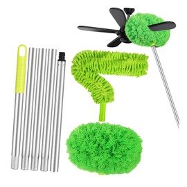 PACKOVE Ceiling Fan Cleaner Duster Set Extension Pole High Reach Microfiber Brush for Cobwebs and Dusting for High Ceilings and Wall Cleaning