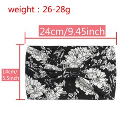 1 Pack Boho Headbands Stretch Paisley Print Bandana Headband Criss Cross Hair Bands Knotted Head Wrap Yoga Daily for Women and Girls (Gray-Black)