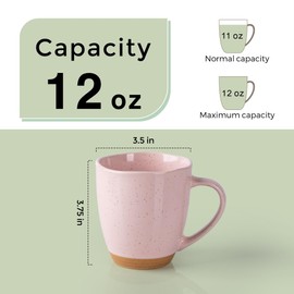 AmorArc 12oz Ceramic Coffee Mugs set of 6, Stylish Coffee Mugs with Rustic Terracotta Underside for Latte/Cappuccino/Milk/Cocoa, Dishwasher&Microwave Safe,