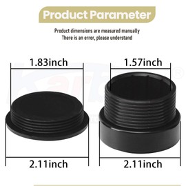 4 Pcs Pool Umbrella Stabilizer Adapter Threaded Adapter (1 1/2" ID for 1 3/4" Umbrellas Insert) Sleeves Pool Umbrella Sleeve Umbrella Pole Stabilizer for Outdoor Patio Deck, contain 2 pcs Center Cap