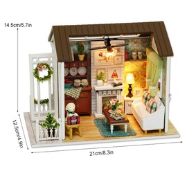 CHEOTIME DIY Cottage Building Kit, Small House, Pet Shop with Furniture and LED, Mini House Kit, 3D Wooden Craft, Mini Model Kit, Home Decoration with Dustproof Cover