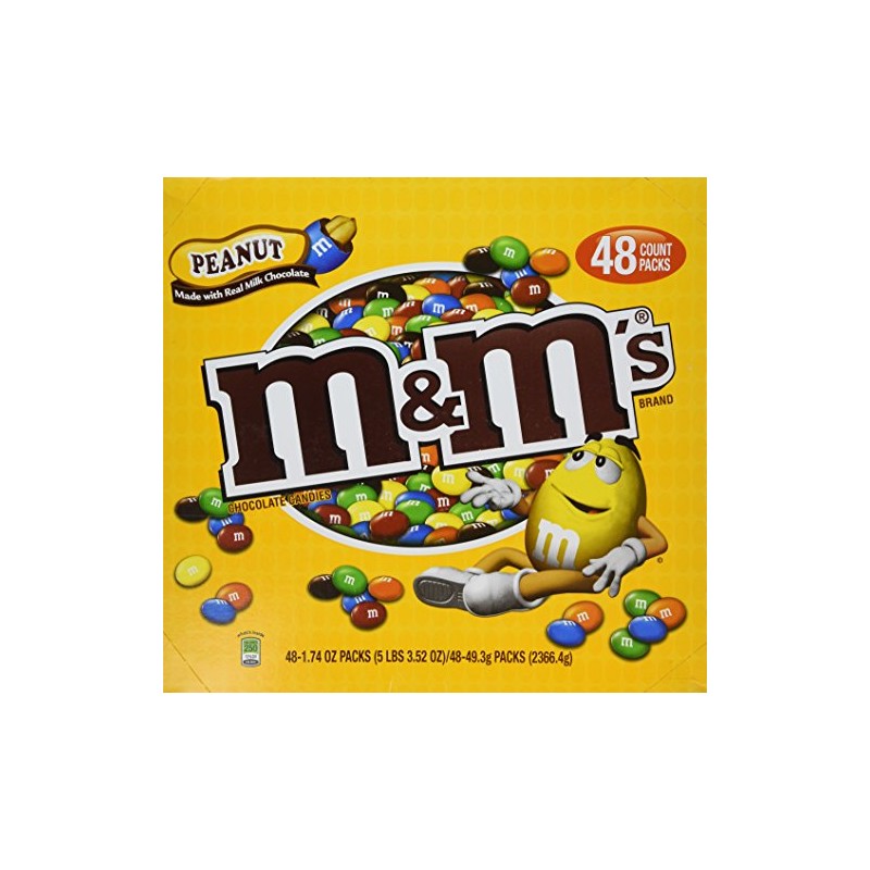M&M's Chocolate Candies, Peanut, 1.74-Ounce Bags (Pack of 48)