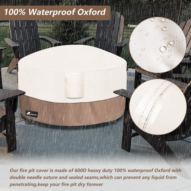 Alickwang Fire Pit Cover Round 50 Inch Waterproof,Outdoor Heavy Duty