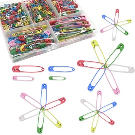 130 Colored Mini Metal Safety Pins with Storage Box, 4 Sizes (28mm, 32mm, 38mm, 45mm) for Art, Craft, Sewing, Jewelry Making, Dressmaking