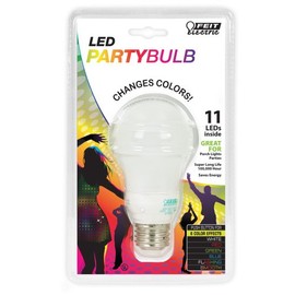 Feit Electric A19 LED Color Changing Bulb, 6 Fun Effects, Smooth Transitions & Flashing Modes, 100,000 Hours Lifespan, Ideal Indoor & Outdoor Party Lighting, A19/LED/PARTY