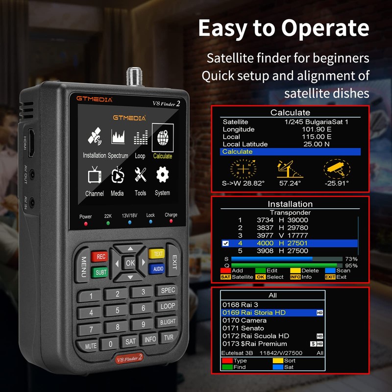 GT Media V8 Finder2 Satellite Finder Digital FTA DVB-S/S2/S2X Signal