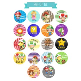Silly Goose Gifts Plumber Hero Video Game Character Themed Baby Milestone Stickers - Perfect Growth Chart, Shower Registry Gift for Boys Girls Monthly Scrapbook Keepsake Photo Prop Set of 18 Stickers
