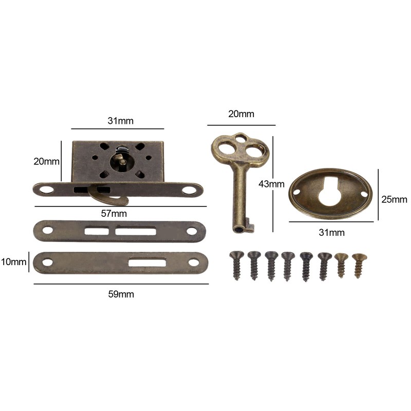 Dophee 1Set Antique Bronze Full Mortise Mini Decorative Locks with
