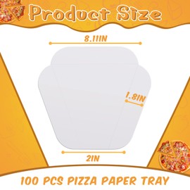 100 Pcs White Paperboard Single Pizza Slice Wedge Tray 8-1/10 x 8-1/10 Inch Pizza Slice Container for Birthday Wedding Party Supplies Movie Night Snack Trays