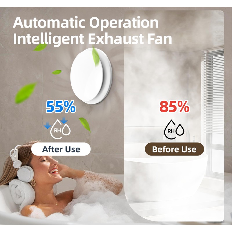 3 Speed Bathroom Fan with Humidity Sensor with Remote Control,