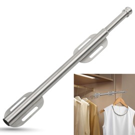 Creatyi 12.6" Stainless Steel Valet Rod Pull Out Valet Rods for Closet Heavy Duty Adjustable Rod,Clothing Hanging Drying Closet Storage Organizer for Bedroom Laundry Room (Brushed Silver)