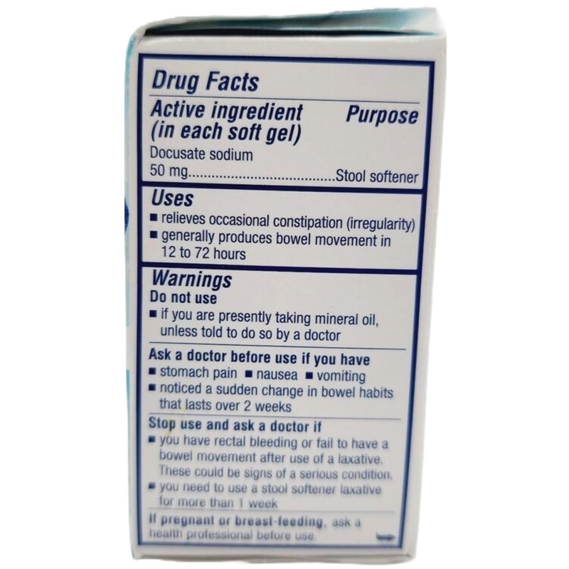 Colace Clear Docusate Sodium Stool Softener 50mg, 28 Count Per