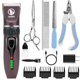 Dog Clippers Cordless Grooming Kit Professional Horse Clippers with 4 Comb Guides, Low Noise Pet Clippers Rechargeable Grooming Tools for Dogs Cats Horse Pets