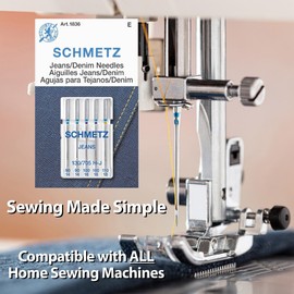 SCHMETZ Jean & Denim Sewing Machine Needles - Precision Needles for Heavy Fabric, Assorted Sizes, 5-Needle Cards, Pack of 1