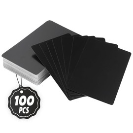 100 PCS Metal Business Cards Blank, 3.4 x 2.2 Inches Aluminum Blank Cards, 0.008 Inches Thick Laser Engrave Printable Name Card for Custom DIY Matte Black