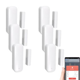 Mengshen 6 Pack WiFi Door Sensor Smart Window Door Sensor Alarm Wireless Magnetic Door Open Detector and APP Remote Notification Compatible withTuya Smart Alexa Google Assistant