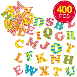 Baker Ross AF422 Capital Letters Foam Rubber Stickers with Patterns, Craft Material for School Cones, Assorted, 2 cm