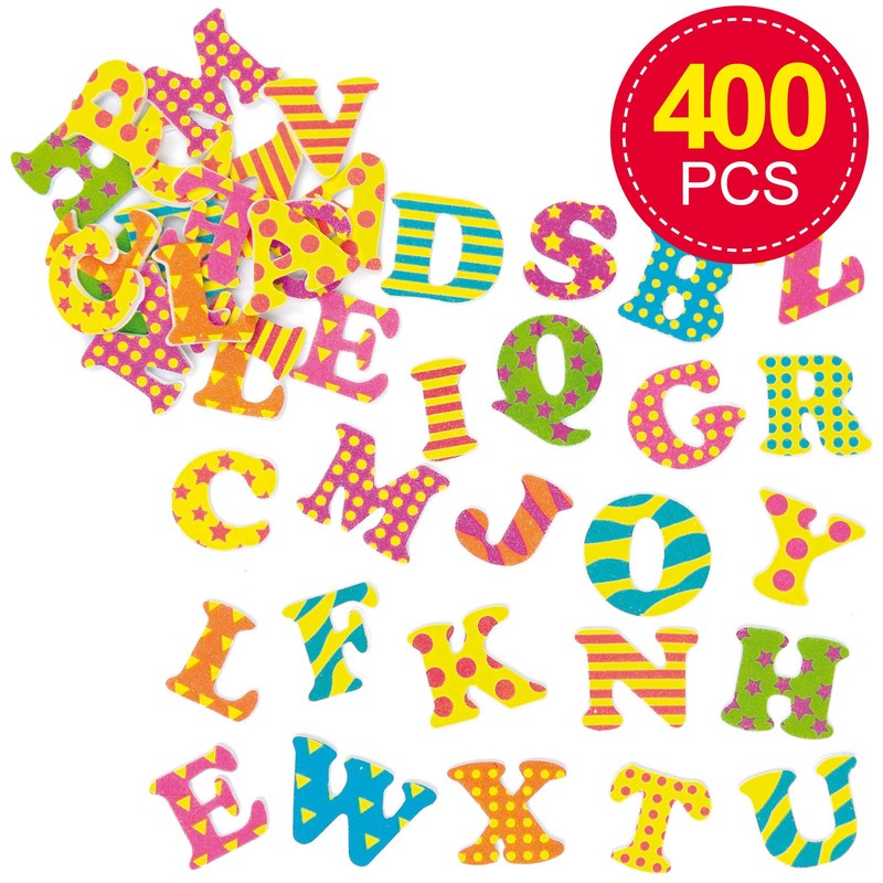 Baker Ross AF422 Capital Letters Foam Rubber Stickers with Patterns,