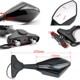 Motorcycle Led Turn Signal Indicator Rearview Mirrors for Compatible with CBR1000F CBR600F CBR900RR YZF FZ1 FZR600