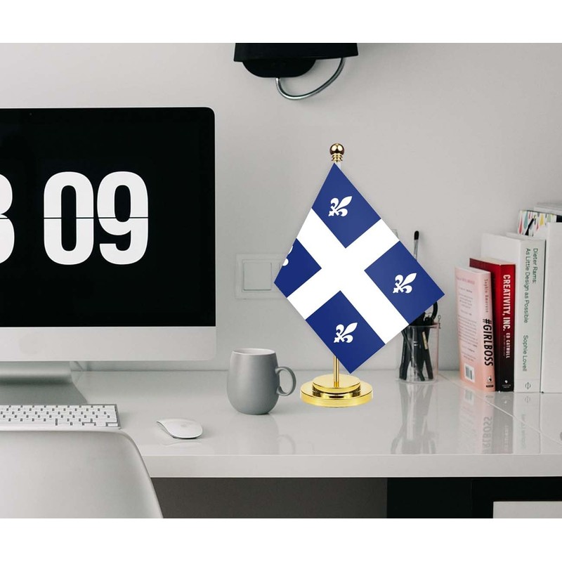 Quebec Desk Flag,12 inch Tall Small Quebec Indoor Banner,Tiny Printing