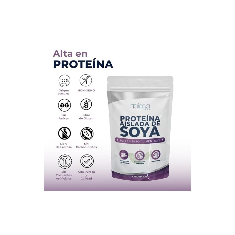 NAIMA Protena Aislada de Soya, 1 kg Suplemento Alimenticio 100