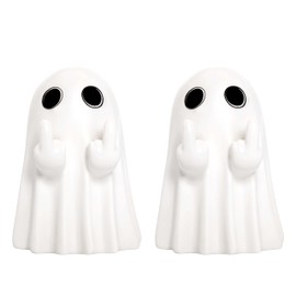 FaddishDeal - Decoraciones de Halloween para interiores y exteriores, paquete de 2 bonitos adornos de Hallowenn, divertido estatua de fantasma de dedo, estatua de fantasma de resina espeluznante
