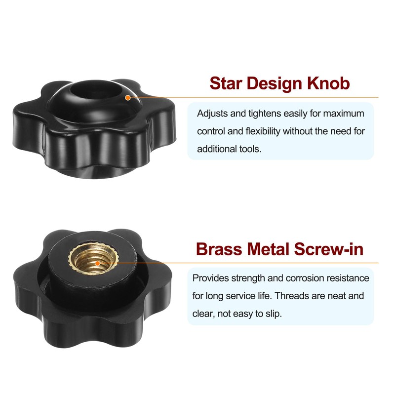 QUARKZMAN Set of 4 Star Handles M6 Internal Thread 25