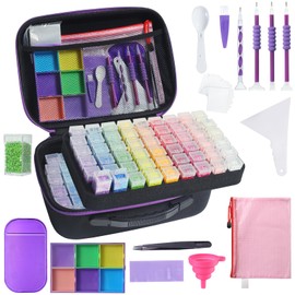 Douorgan Diamond Painting Storage Containers Diamond Painting Accessories and Tools Portable Diamond Painting Organizer Shockproof Diamond Art Storage Case Jewelry Beads Storage Box (104 Square Jars)