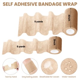 Reginary 60 Rolls Vet Wrap for Horses Self Adhesive Elastic Bandage Wrap Compression Bandage with 2" x 5 Yards and 4" x 5 Yards Breathable Cohesive Bandage Tape for Sports Wrist Ankle (Nude Color)