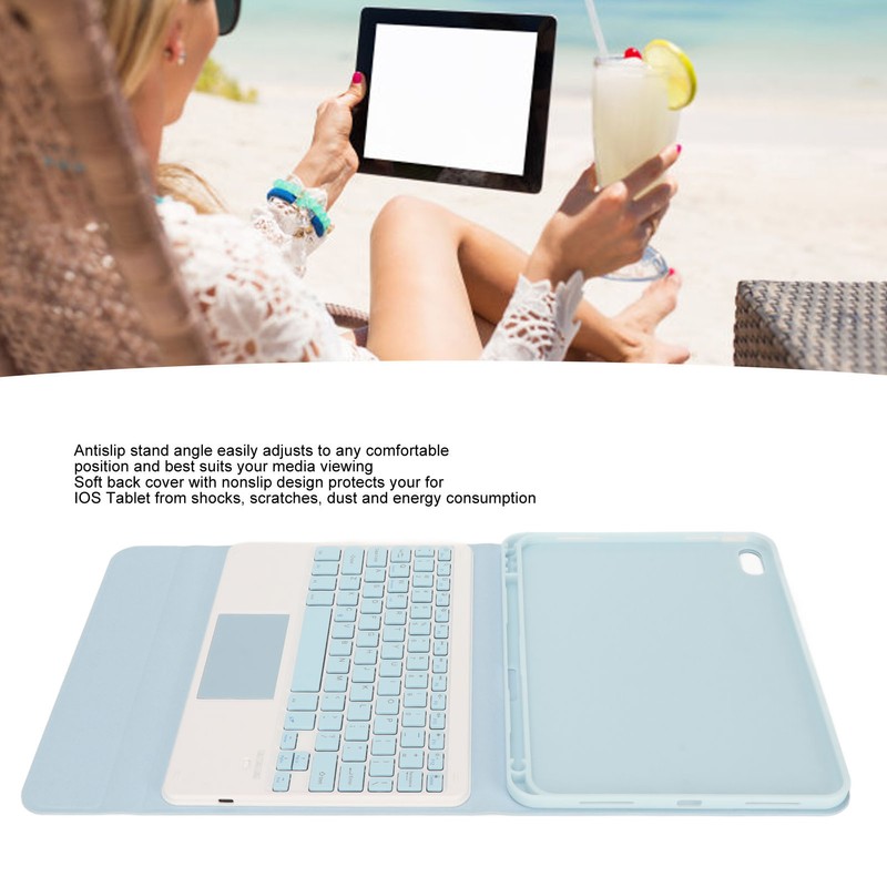 Tablet Case with Magnetic Keyboard Pencil Holder Touchpad for IOS