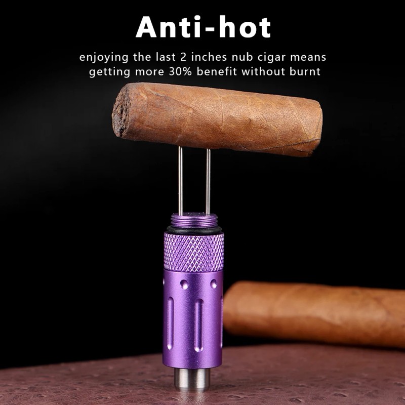 Purple KEENSUN 2-in-1 Cigar Draw Enhancer & 9mmCutter Punch Portable