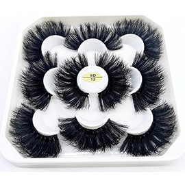 HBZGTLAD new 5 Pairs 25 mm 3d Mink Lashes Bulk Faux with Custom Natural Mink Lashes Pack Short Wholesales Natural False Eyelashes (9D-13)