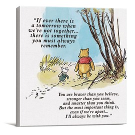 Classic Winnie the Pooh Wall Art Decor If Ever There Is A Tomorrow Quote Canvas Painting Pictures Framed Print Sign Artwork Ready to Hang for Home Nursery (8x8 Inch)