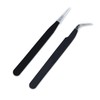 Telabeautix Tweezers Set of 2 Straight and Curved Black
