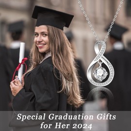 EPIRORA 2024 Graduation Gifts for Her, Silver Infinity Pendant Necklace for Women Girls, High School College Grad Inspirational Gifts for Daughter Granddaughter Girlfriend Friend