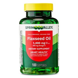 Flaxseed Oil Softgels 1000 mg – 100 Count – Vegetarian Omega-3 Supplement (Pack of 1)
